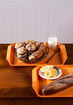 Plastic Fast Food Serving Tray,16.95 by 11.82-Inch,Set of 12 (Orange)