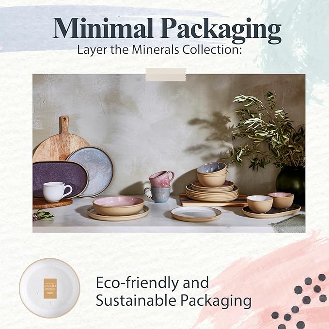 Portmeirion Minerals 8.7-Inch Low Serving Bowl, Moonstone - Handmade in Portugal, Unique Stoneware Glaze for Kitchen, Microwave & Dishwasher Safe - Shallow Stackable Tableware for Cereal, Soup, Salad