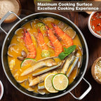 Tri-Ply 14.5 Inch Stainless Steel Paella Pan,12 Servings Paella Pan with Lid,18/10 Nonstick Large Skillet,Jumbo Cooker,Induction Pan,Skillets,for Outdoors,Camping,Parties