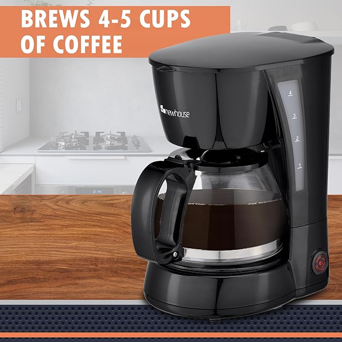 Newhouse Electric Coffee Machine NHCM-001-5, 5-Cup Coffee Maker with Auto Shut Off, Electric Pot with Metal Mesh Coffee Filter Basket, ETL Certified for Hospitality and Residential Use