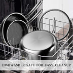 VONIKI Hybrid Tri-ply Stainless Steel Cookware Set, Pots And Pans Set Non Stick with Steamer Basket, Non Toxic Induction Cookware, Kitchen Cookware Sets PFOA & PTFE Free, Dishwasher and Oven Safe