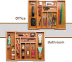 Bamboo Expandable Drawer Organizer for Utensils - Adjustable Cutlery Tray with Dividers for Silverware, Flatware, and Knives in Kitchen, Bedroom, or Living Room Storage