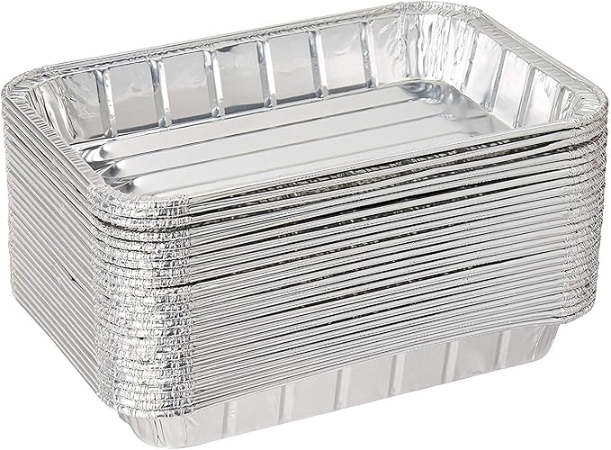 Pack of 20 Disposable Aluminum Foil Toaster Oven Pans-Mini Broiler Pans | BPA Free | Perfect for Small Cakes or Personal Quiche | Standard Size - 8 1/2" x 6"