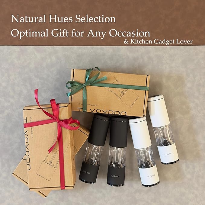 Salt and Pepper Grinder Set with Adjustable Coarseness | Manual Pepper Mill Grinder with Refillable Design | Ceramic Core | Kitchen Essential (2 Packs, Black&White)