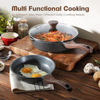 SENSARTE Nonstick Frying Pan Skillets, Swiss Granite Coating Omelette Pans, Healthy Cookware Chef's Pan, Free of Intentionally Added PFOA (8 Inch Frying Pan and 3.5QT Saute Pan)