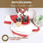 Native Fab Red Striped Dish Towels 18"x28", 6 Pack, Wide Stripe, Highly Absorbent, Fast Dry, 100% Cotton Hand Towels for Drying Dishes, Glassware, Dishcloth Set, Kitchen Cleaning Towel - Red