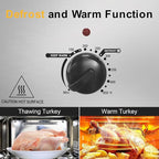 Sunvivi 24lb 20-Quart Roaster Oven, Electric Roaster Oven with Self-Basting Lid, Turkey Roaster with Unique Defrost/Warm Function, Large Roaster with Removable Pan & Rack, Stainless Steel, Silver