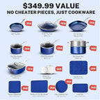 GRANITESTONE 20 Pc Kitchen Pots and Pans Set Non Stick Cookware Set, Kitchen Cookware Sets with Deep Frying Pan Set and Bakeware Set, Made Without PFOA and PFOS, Oven and Dishwasher Safe