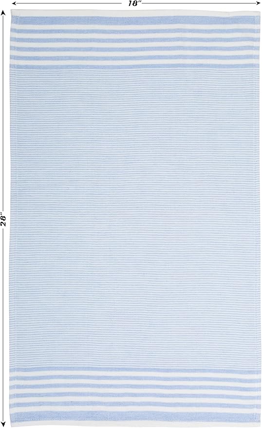 SYDR Premium Kitchen Towel (18”x 28”, 6 Pack), Cotton Kitchen Hand Towel, One Side Terry Dish Towel, Highly Absorbent Set with Hanging Loop, Sky Blue