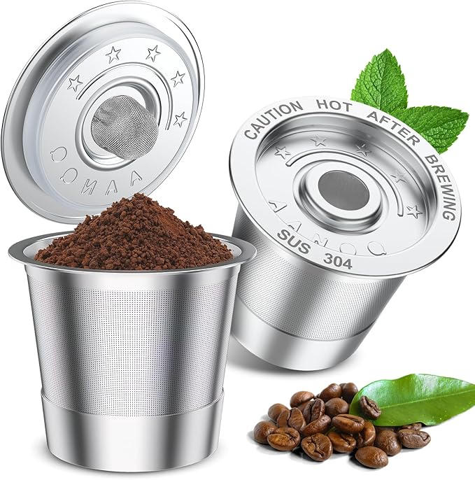 AANQQ 2 Pack K Cup Reusable Coffee Pods for Keurig: Stainless Steel Refillable K Cup - Reusable Coffee Filter for Keurig 1.0 Coffee Maker, Permanent, Eco-Friendly, BPA-Free