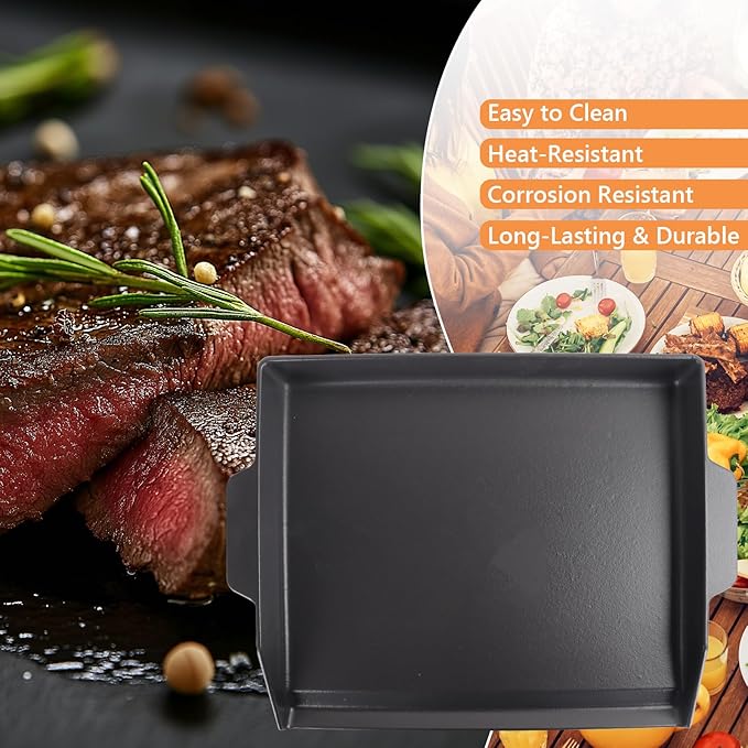 Universal Cast Iron Flat Top Griddle for Gas/Stove/Electric/Charcoal Grill,23" X 16 BBQ Griddle Insert for Weber Camp Chef Nexgrill StoveTop Griddle,Tailgating Nonstick Coating Cooking Skillet Pan,1PC