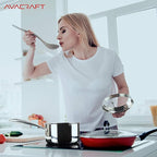 AVACRAFT Tri-Ply Stainless Steel Saucepan with Glass Strainer Lid, Two Side Spouts, Ergonomic Handle, Multipurpose Sauce Pan with Lid, Sauce Pot, Cooking Pot (Tri-Ply Full Body, 2.5 Quart)