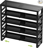 Expandable, Stackable, Adjustable Spice Rack kitchen Organizer,Metal Pantry Storage Shelves - Multi-Tier Shelf for Cabinet, Countertop, Pantries, Cupboard or Wall Mount,Black