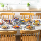 Hasense 18 Pieces Kitchen Dinnerware Sets Service for 6, Bohemian Style Plates and Bowls Set, Ceramic Vintage Tableware Dishes Set, Scratch Resistant Microwave and Dishwasher Safe, Assorted Color