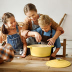 Overmont Enameled Cast Iron Dutch Oven - 5.5QT Pot with Lid Cookbook & Cotton Potholders - Heavy-Duty Cookware for Braising, Stews, Roasting, Bread Baking Goose Yellow