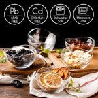 Volarium CRYSTALIA Small Glass Bowls for Kitchen Prep, Modern Round Serving Dishes for Dessert, Salad, Fruit, Pudding, Candy, Cereal, Ice Cream, Stackable Bowls Set of 6 (Medium 7 1/4 oz)