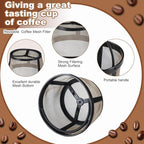Maxdot 4 Packs Reusable Coffee Filters 4-5 Cup Replacement Mesh with Handle 2.8 x 3.1 x 2 Reusable Filter Basket Compatible with Mr. Coffee Most Coffeemakers Brewers Universa (Stainless Steel,Gold)