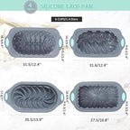Tongjude 4 Piece Silicone Loaf Pan for Baking, Non-Stick Kitchen Oven Bread Pan, Perfect for Banana Bread, Sandwich, Pound Cake and Meatloaf, 6 Cups, Grey