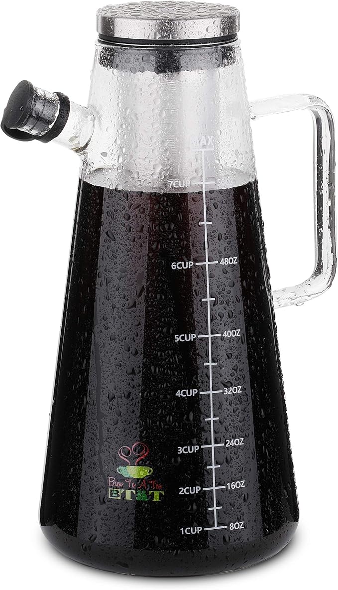BTaT- Cold Brew Coffee Maker, 2 Liter (2 Quart, 64 oz), Iced Coffee Maker, Iced Tea Maker, Cold Brew Maker, Tea Pitcher, Coffee Accessories, Iced Tea Pitcher, Cold Brew System