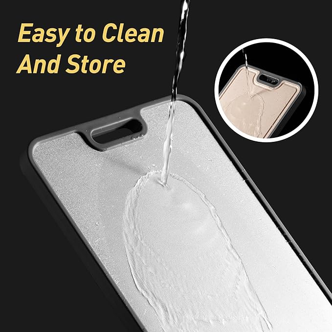 2 in 1 Pure Titanium Cutting Boards for Kitchen Non Toxic Chopping Board with Handle Large Big Small Kitchen Meat Butcher Block Not Stainless Steel Wood Bamboo Plastic Silicone Acrylic Teak Sink