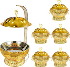 8QT Chafing Dishes Set, Luxury Stainless Steel Round Gold Buffet Warmers with Rolled Edge for Catering, Weddings, Parties, Hotels (6-Pack)