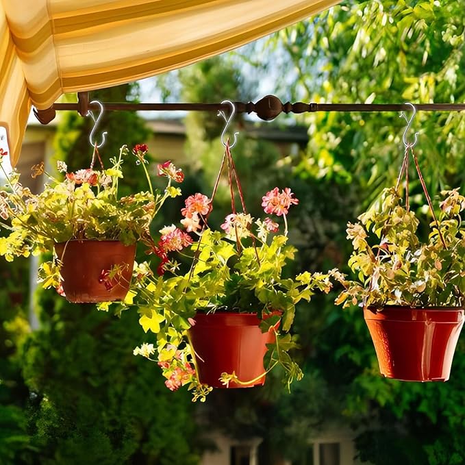 36 PCS S Hooks for Hanging with Safety Buckle, 3.5 inch Heavy Duty Metal S Shaped Hooks Stainless Steel for Hanging Kitchen Utensil, Cups, Pots, Plants, Bags, Hats (Silver)