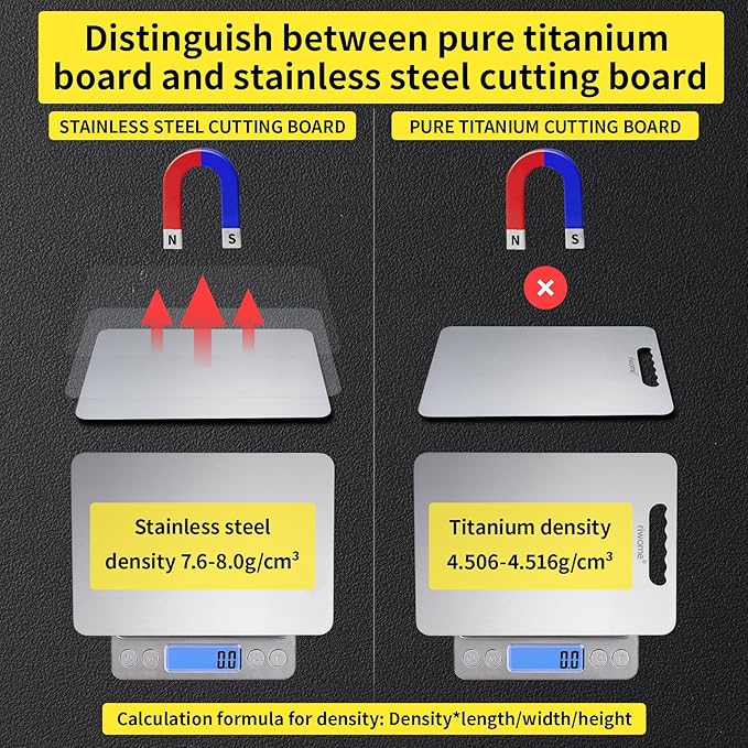 Titanium Cutting Board For Kitchen-Cutting Board Double Side Food Grade,Pure Cut Titanium,Durable Dishwasher Safe Easy to Clean Large Size (18''Lx12''W)
