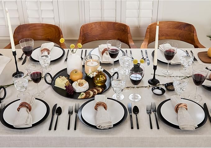 Solino Home Linen Light Natural Tablecloth 60 x 120 Inch - Classic Hemstitch, 100% Pure Linen Rectangular Tablecloth - Machine Washable Table Cloth for Summer, Fall, Autumn