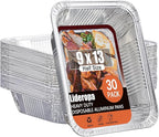 Half Size Aluminum Pans 9x13-30 Pack Aluminum Foil Pans, Heavy Duty Disposable Pans for Cooking, Storing, Prepping, and Freezing Food