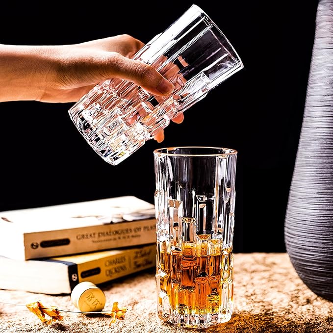 Highball Glasses Set of 6, Water Glasses, Collins Tall Beverage Cups Glassware for Drinks, Water, Beer, Soda, Cocktail 10 OZ