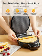 FOHERE Waffle Cone Maker Machine and Ice Cream Bowl Maker with Browning Control, Double Side Nonstick Waffle Bowl Maker with Cone Roller, 7.5” Thin Waffle Maker for Home Kitchen