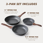 SENSARTE Nonstick Frying Pan Skillets, Swiss Granite Coating Omelette Pans, Healthy Cookware Chef's Pan, Free of Intentionally Added PFOA (8+9.5+11 Inch)