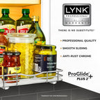 LYNK PROFESSIONAL® Pull Out Spice Rack Organizer for Inside Kitchen Cabinets - 10-1/4 inch Wide - Slide Out Drawer – Chrome Sliding Spice Cabinet Organization Shelf Racks - 1 Tier