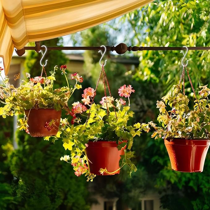 24 PCS S Hooks for Hanging with Safety Buckle, 3.5 inch Heavy Duty Metal S Shaped Hooks Stainless Steel for Hanging Kitchen Utensil, Cups, Pots, Plants, Bags, Hats (White)