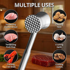 Stainless Steel Meat Tenderizer Hammer – Heavy-Duty All-Metal Design, Anti-Rust & Dishwasher Safe – Textured Surface for Steak, Chicken, Pork, and More