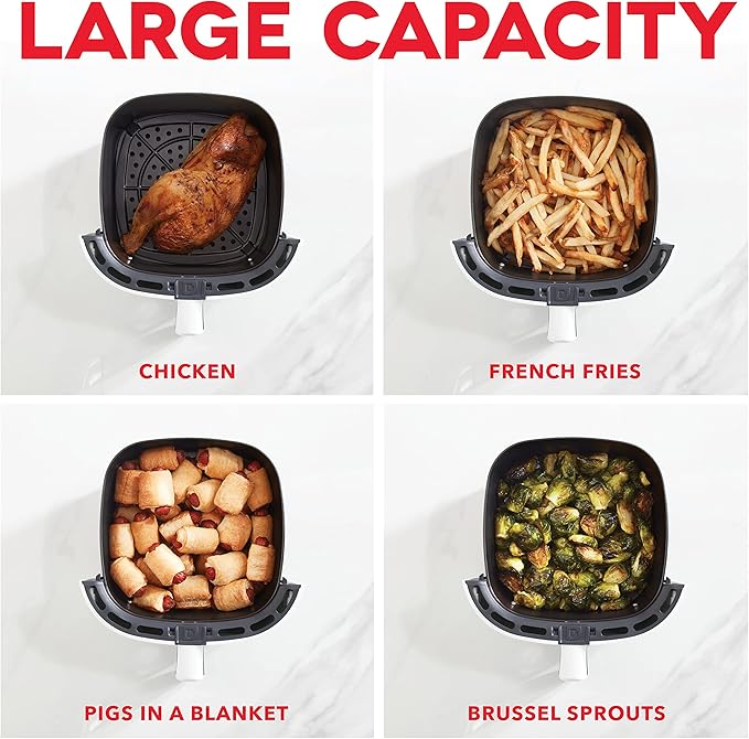 DASH Tasti-Crisp™ Electric Air Fryer Oven, 2.6 Qt., White – Compact Air Fryer for Healthier Food in Minutes, Ideal for Small Spaces - Auto Shut Off, Analog, 1000-Watt