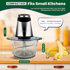 Electric food processor vegetable chopper 500W 2x8cup bowls 2 bi-layer 4 blades Small Food chopper Electric Meat grinder for home use,Mincing, and Puree for kitchen aid, baby foot, pet food