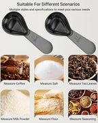 Coffee Scoop 30ml 2PCS, 2 Tablespoon Measuring Spoons, Ergonomics Design Coffee Scooper Stainless Steel Manufacture，Coffee Scoop for Ground Coffee Protein Powder Sugar Cereal (Black, 2 tbsp-30ml)