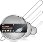 Fine Mesh Strainer, Stainless Steel Strainers with Sturdy Handle, Set of 3 Metal Sieve for Kitchen Food, Rice, Quinoa, Tea - 7", 4.7", 3"