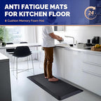 FEATOL 2 Packs Anti Fatigue Mats for Kitchen Floor, 9/10 Inch Thick Cushioned Floor Mat, Comfort Memory Foam Standing Padded for Sink, Kitchen, Home (Black, 24x70x9/10-Inch)