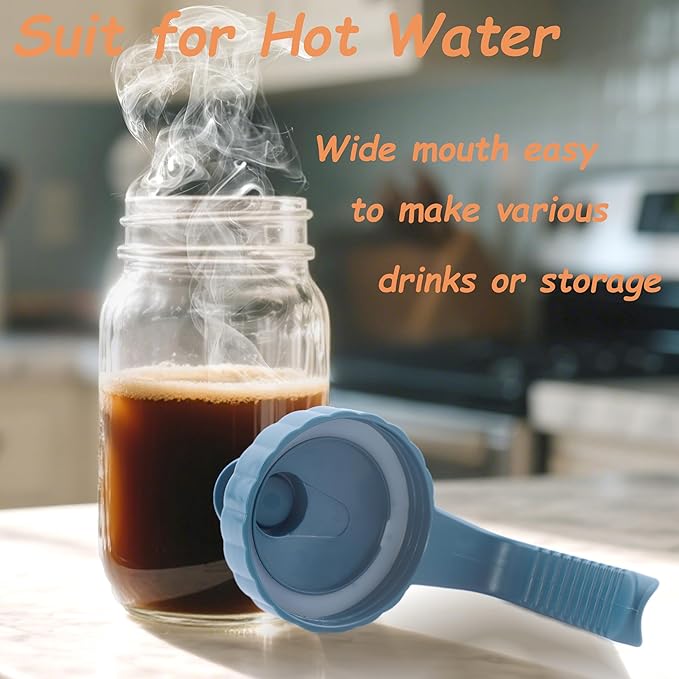 Mason Jar Pitcher 2 Quart With Pour Spout Lids 64 OZ Wide Mouth Water Pitcher Airtight And Leakproof Glass Carafe With Handle And Flip Cap For Milk, Iced Tea, Cold Brew Coffee, Juice, Infused Water