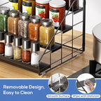 Spice Rack Organizer for Cabinet, 4 Tiered Spice Rack Organizer, Tiered Adjustable Spice Shelf for Kitchen Countertop Pantry Organization (Bright Black)