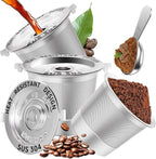3 Pack Reusable K Cups Coffee Pods for Keurig 1.0: Stainless Steel Refillable K Cups - Reusable Coffee Filters for Keurig Coffee Machine, SUS 304‌, BPA-Free, Heat Resistant Handles, Scoop
