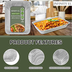 INFINITY EL Disposable Aluminum Foil Pans 10 Pack | Full Size Shallow 20.5" x 12.5" x 2" Heavy Duty Foil Pan | Aluminum Baking Pans for Roasting Turkey, Lasagna, Thanksgiving, Christmas, Parties