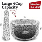 PriorityChef Heavy Duty Natural Granite Mortar and Pestle Set, 4 Cup Carved from Natural Granite, Make Fresh Guacamole, Stone Grinder Bowl, Herb Crusher, Spice Grinder, White