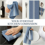 LANE LINEN Kitchen Towels Set - 100% Pure Cotton Dish Towels for Kitchen, Super Absorbent Kitchen Hand Towel, Tea Towels, Soft & Durable Dish Cloths, Pack of 12 – 14”x25”, Indigo
