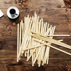 500Pcs Wooden Coffee Stir Sticks,Disposable Coffee Stirrers,5.5 Inches Biodegradable Compostable Eco-Friendly Wooden Stir Sticks,Round-End Birchwood Drink Beverage Stirrers