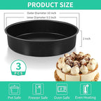 P&P CHEF 9.5 Inch Cake Pan Set of 3, Non-Stick Round Cake Pans Tins for Tier Smash Cakes, Baking Pans Set & Essential Bakeware, Stainless Steel Core & Leak-Proof