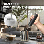 Black Milk Frother Wand, Electric Foam Maker Frother Wand, Hand Mixer for Lattes, Stainless Steel Mixing Head, Detachable for Cleaning, Cappuccino - Kitchen Gift
