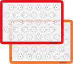 HOTPOP 2-Pack Silicone Baking Sheet Set - No-Stick Cookie Sheets for Baking with Outlined Silicone Mats for Macarons, Pastries, Buns, Bread - 16.5"x11.6" Half, 11.5"x8.5" Quarter Sizes - 0.75mm Thick